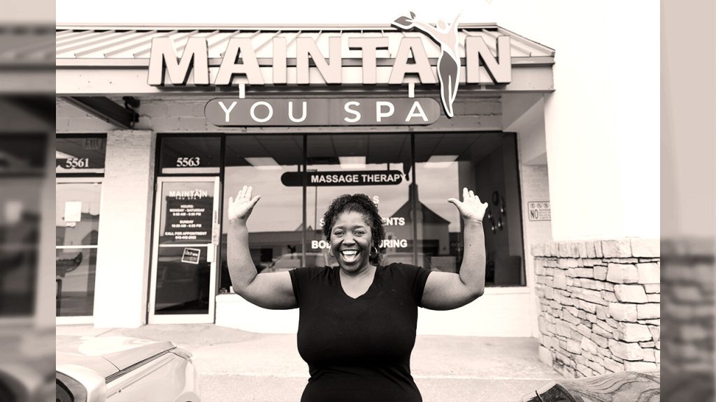 large-TEDC_BorrowerMainImages_010524_MaintainYou_Final Claudette Wallace smiling outside of Maintain You Spa